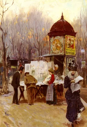 The Kiosk, Paris by Carlo Brancaccio Oil Painting