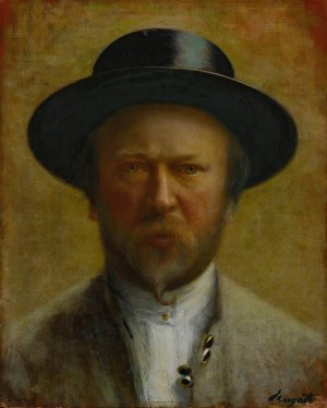 Portrait of A Man, Traditionally Identified As A Self-Portrait by Carlo Bugatti Oil Painting