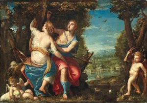 Angelica and Medoro by Carlo Caliari Oil Painting
