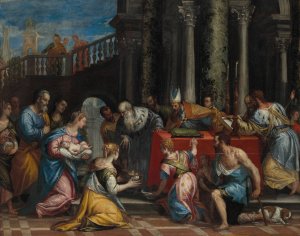 The Presentation in the temple by Carlo Caliari Oil Painting