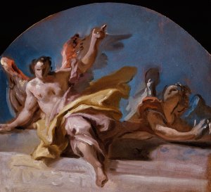 A Study for Two Angels on a Balustrade by Carlo Carlone Oil Painting