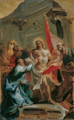 Christ and the doubting Thomas by Carlo Carlone Oil Painting