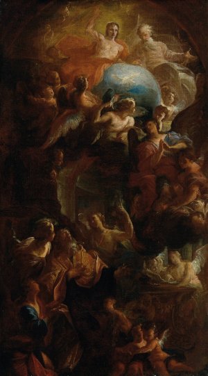 Death of St. Augustine by Carlo Carlone Oil Painting