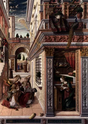 Annunciation with St Emidius Oil painting by Carlo Crivelli