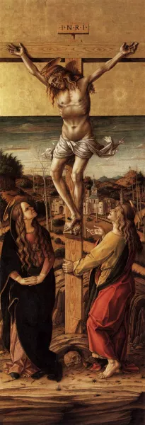 Crucifix with the Virgin and St John the Evangelist by Carlo Crivelli - Oil Painting Reproduction