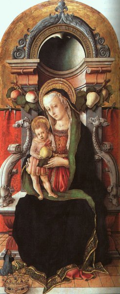 Madonna and Child Enthroned with a Donor by Carlo Crivelli Oil Painting