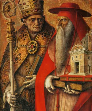 St Jerome and St Augustine Detail by Carlo Crivelli - Oil Painting Reproduction