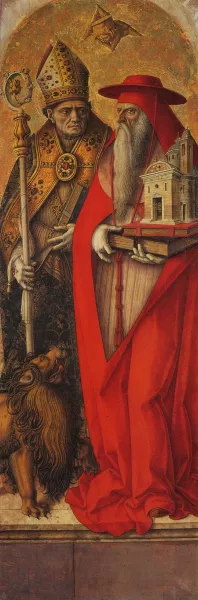 St Jerome and St Augustine painting by Carlo Crivelli