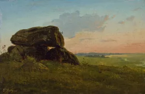 Evening landscape with a dolmen. Study by Carlo Dalgas Oil Painting
