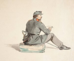Laesende Soldat Oil painting by Carlo Dalgas