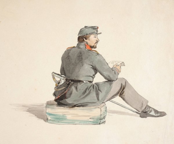 Laesende Soldat  by Carlo Dalgas - Hand-Painted Oil Painting Reproduction