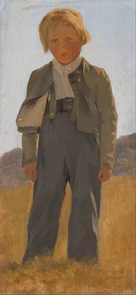 Shepard boy. Study by Carlo Dalgas Oil Painting