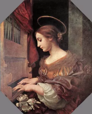 St Cecilia at the Organ Oil painting by Carlo Dolci