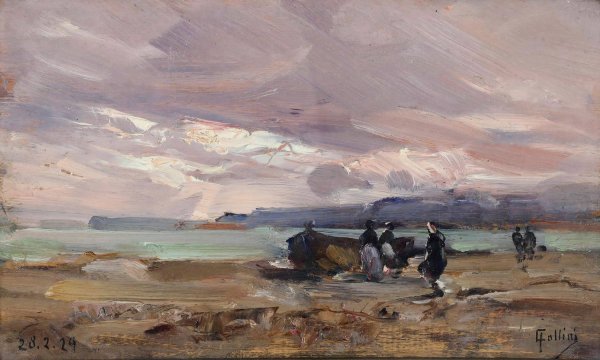 Marina by Carlo Follini - Hand-Painted Oil Painting Reproduction