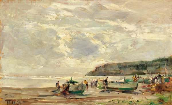Spiaggia Di Noli by Carlo Follini - Hand-Painted Oil Painting Reproduction