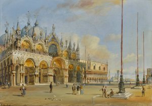 A View Of The Basilica Di San Marco by Carlo Grubacs Oil Painting