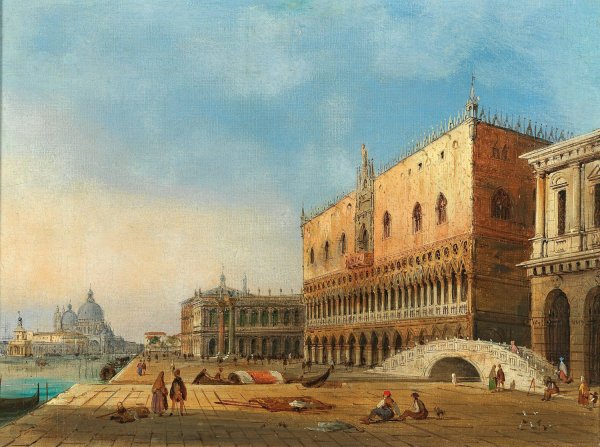 Main Product Photo of Venice, a view of St Mark's Basin and the Doge's Palace, in the background Santa Maria della Salute Painting by Carlo Grubacs
