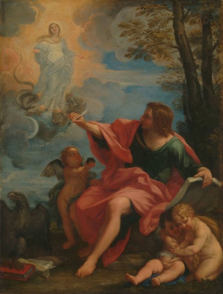 Saint John the Evangelist on Patmos  by Carlo Maratti - Hand-Painted Oil Painting Reproduction