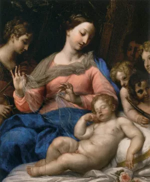 The Sleep of the Infant Jesus, with Musician Angels by Carlo Maratti - Oil Painting Reproduction