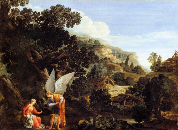 Main Product Photo of An Angel Appearing to the Wife of Manoah Painting by Carlo Saraceni