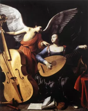 Saint Cecilia and the Angel by Carlo Saraceni - Oil Painting Reproduction