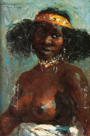 Portrait of a Young Woman In Bust by Carlos Abascal Oil Painting