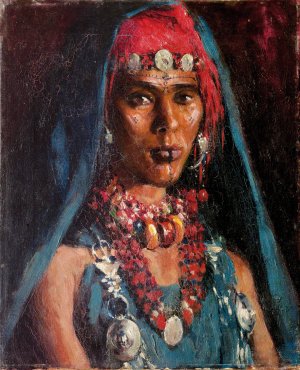 Young Woman With Necklaces by Carlos Abascal Oil Painting