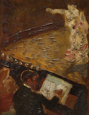 Paris Nocturne. The Singer by Carlos Baca-Flor Oil Painting