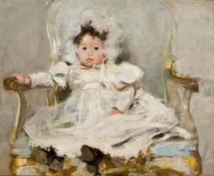 Portrait of a girl in white by Carlos Baca-Flor Oil Painting
