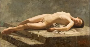 Reclining Nude Oil painting by Carlos Baca-Flor