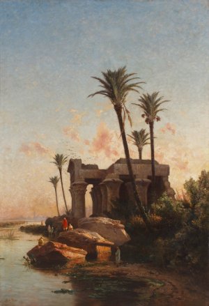 Egyptian Landscape by Carlos De Haes Oil Painting
