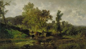 Flemish Landscape by Carlos De Haes Oil Painting