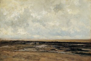 Villerville Beach. Normandy by Carlos De Haes Oil Painting