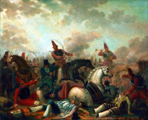 Combate de caballeria en la epoca de Rosas by Carlos Morel Oil Painting