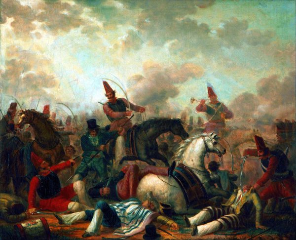 Main Product Photo of Combate de caballeria en la epoca de Rosas  Painting by Carlos Morel