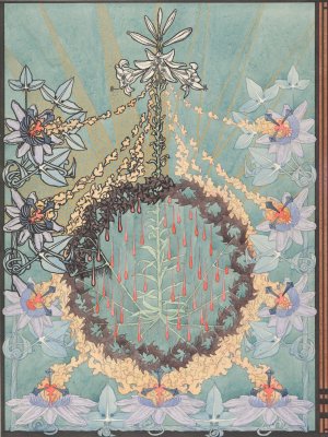 Designs for the Front and Back Cover of 'L'Evangile de Notre Seigneur Jesus-Christ selon Saint Pierre' by Carlos Schwabe Oil Painting