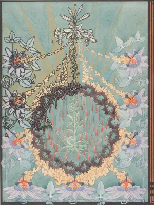 Designs for the Front and Back Cover of 'L'Evangile de Notre Seigneur Jesus-Christ selon Saint Pierre' by Carlos Schwabe Oil Painting