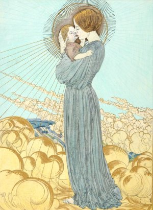 Designs for the Front and Back Cover of 'L'Evangile de Notre Seigneur Jesus-Christ selon Saint Pierre' by Carlos Schwabe Oil Painting