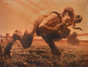 L'heure Du Faune by Carlos Schwabe Oil Painting