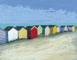 Beach Huts by Carol Robinson Oil Painting
