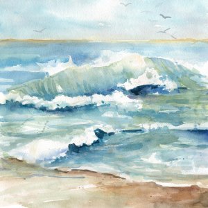 Beach Waves by Carol Robinson Oil Painting