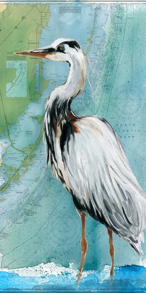 Biscayne Bay Crane by Carol Robinson Oil Painting
