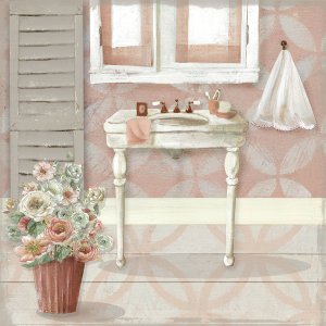 Blushing Bath Sink I by Carol Robinson Oil Painting