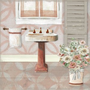 Blushing Bath Sink II by Carol Robinson Oil Painting