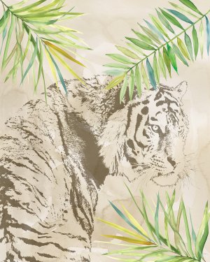 Boho Jungle Cat I by Carol Robinson Oil Painting