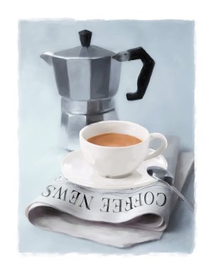 Coffee News I by Carol Robinson Oil Painting