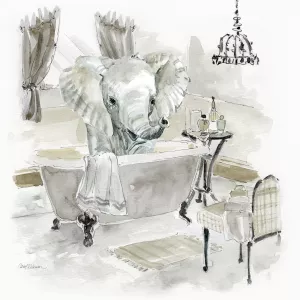 Elephant Bath by Carol Robinson Oil Painting