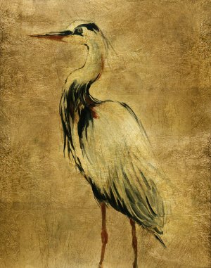 Gold Crane at Dusk II by Carol Robinson Oil Painting