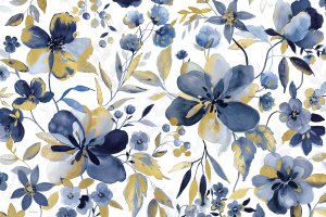 Golden Indigo Garden by Carol Robinson Oil Painting