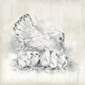 Hen and Chicks by Carol Robinson Oil Painting